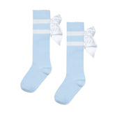 ADEE Maeve Knee High Double Bow Socks Blue